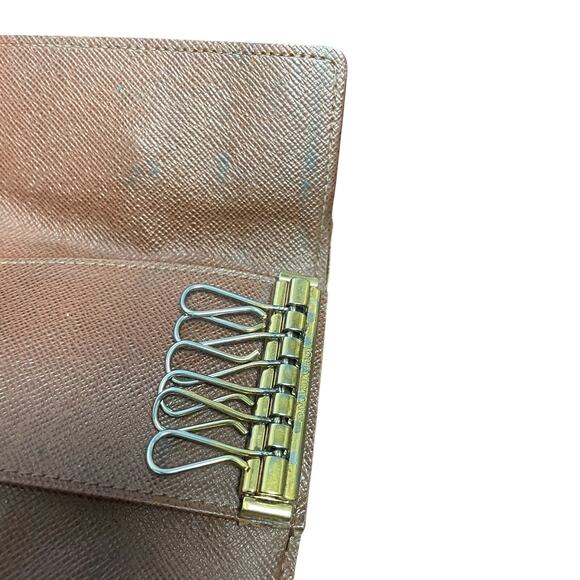Louis Vuitton Signature LV Monogram Leather Key Case Wallet Brown AS IS - Picture 8 of 13